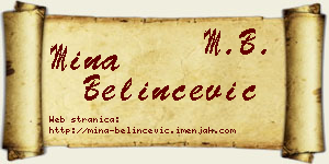 Mina Belinčević vizit kartica